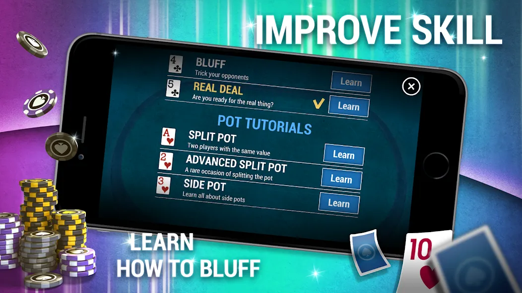 Learn How To Play Texas Poker [МОД: Бесконечные деньги, Монеты и Мега MOD] Screenshot 4
