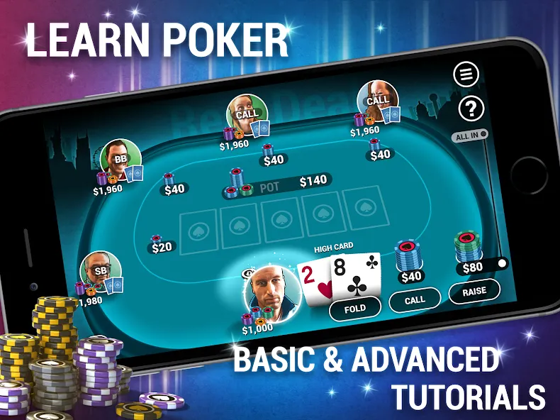 Learn How To Play Texas Poker [МОД: Бесконечные деньги, Монеты и Мега MOD] Screenshot 5