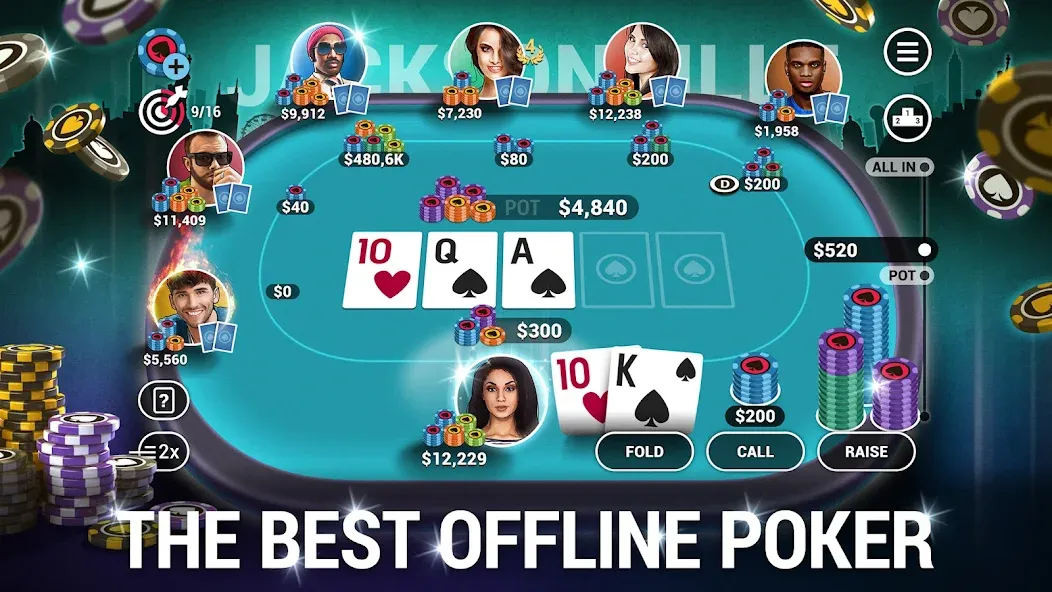Poker World, Offline TX Holdem (Покер Ворлд) [МОД: Деньги, Монеты и Меню MOD] Screenshot 1