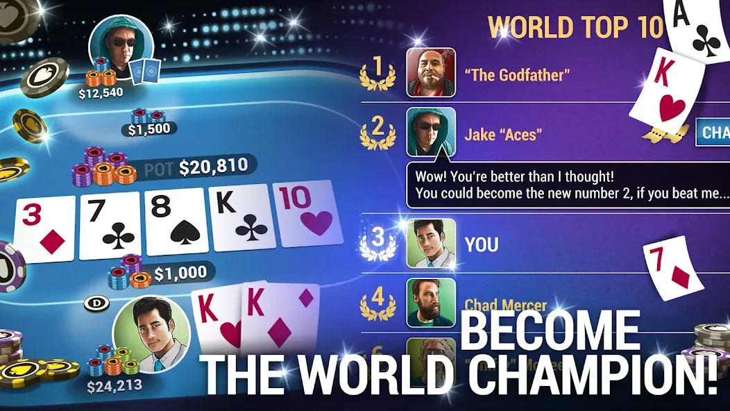 Poker World, Offline TX Holdem (Покер Ворлд) [МОД: Деньги, Монеты и Меню MOD] Screenshot 3