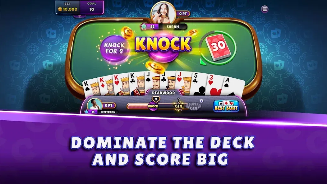 Gin Rummy Super - Card Game (Джин Рамми Супер) [МОД: Бесконечные деньги, Монеты и Мега MOD] Screenshot 2