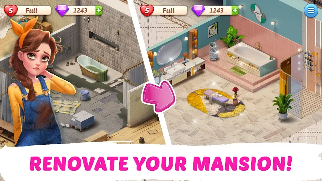 My Story - Mansion Makeover [МОД: Много денег, Монет и Все открыто] Screenshot 2