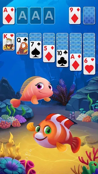 Solitaire Fish Klondike Card (Солитер Карточная игра Клондайк Фиш) [МОД: Деньги, Монеты и Меню MOD] Screenshot 1