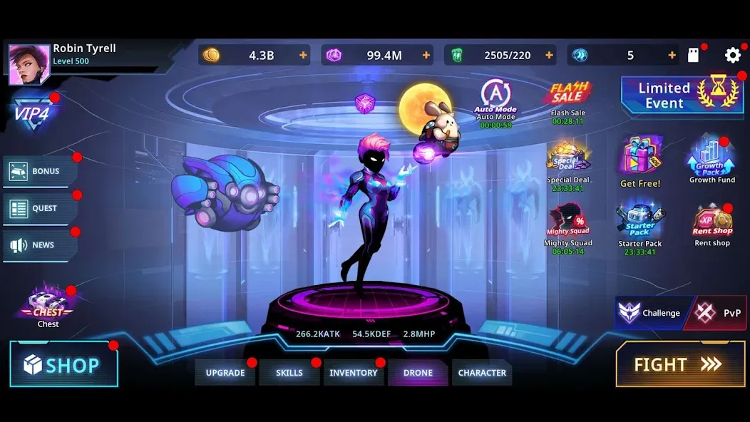 Cyber Fighters: Offline Game (Сайбер Стикмен) [МОД: Бесконечные деньги, Монеты и Мега MOD] Screenshot 1