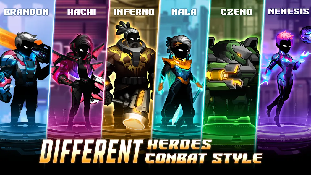 Cyber Fighters: Offline Game (Сайбер Стикмен) [МОД: Бесконечные деньги, Монеты и Мега MOD] Screenshot 2