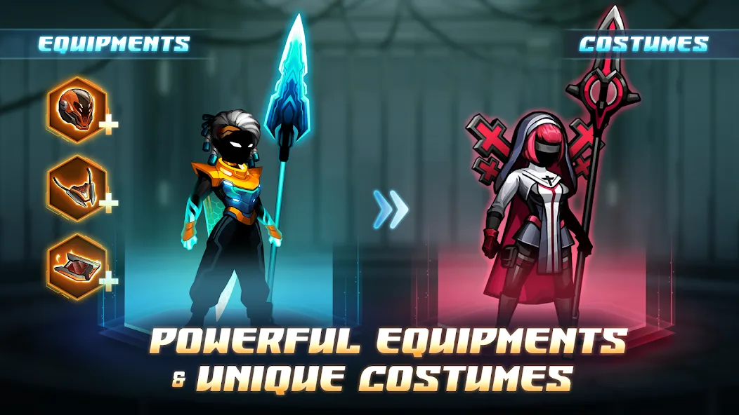 Cyber Fighters: Offline Game (Сайбер Стикмен) [МОД: Бесконечные деньги, Монеты и Мега MOD] Screenshot 3