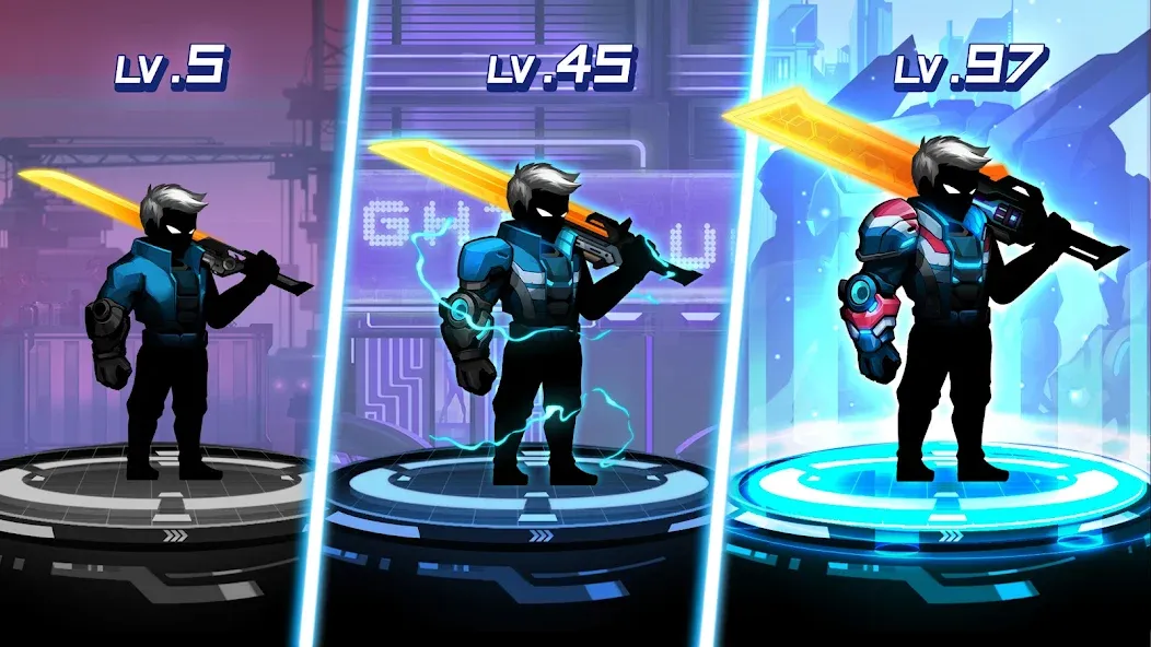 Cyber Fighters: Offline Game (Сайбер Стикмен) [МОД: Бесконечные деньги, Монеты и Мега MOD] Screenshot 4