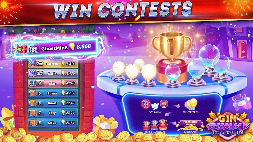 Gin Rummy Online & Offline [МОД: Меню, Бесконечные монеты и Открытые уровни] Screenshot 2