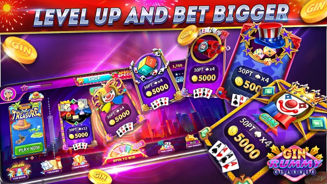 Gin Rummy Online & Offline [МОД: Меню, Бесконечные монеты и Открытые уровни] Screenshot 3