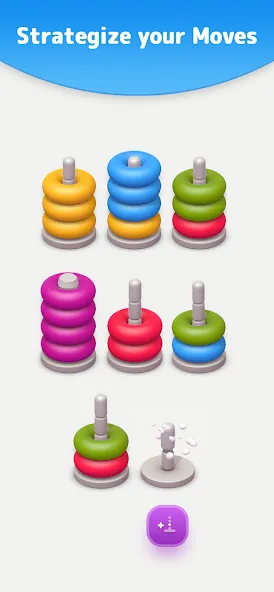 Color Sort 3D — Hoop Stack [МОД: Все открыто, Дополнительные деньги и Меню MOD] Screenshot 2