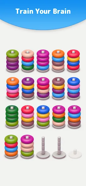 Color Sort 3D — Hoop Stack [МОД: Все открыто, Дополнительные деньги и Меню MOD] Screenshot 5