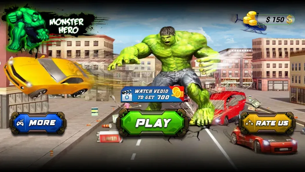 Monster Superhero: Green Fight [МОД: Все открыто, Дополнительные деньги и Меню MOD] Screenshot 1