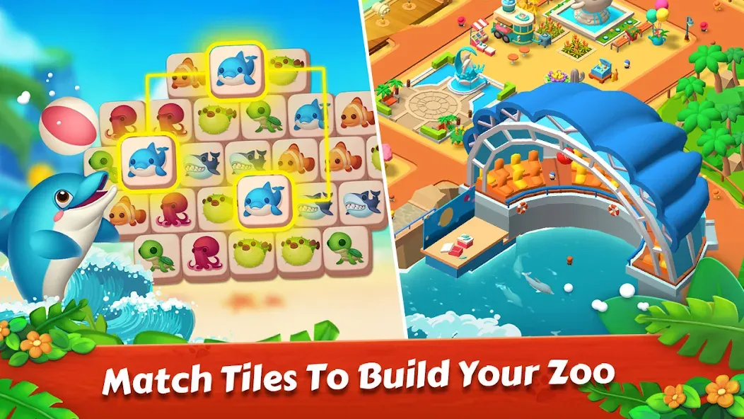 Zoo Tile - Match Puzzle Game (Зу Тайл) [МОД: Все открыто, Дополнительные деньги и Меню MOD] Screenshot 2