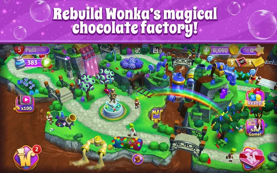 Wonka's World of Candy Match 3 [МОД: Меню, Бесконечные монеты и Открытые уровни] Screenshot 1