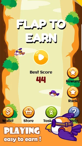 Flap To Earn (Флап Ту Ирн) [МОД: Все открыто, Дополнительные деньги и Меню MOD] Screenshot 1