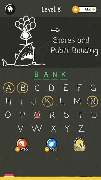 Hangman Words:Two Player Games [МОД: Меню, Бесконечные монеты и Открытые уровни] Screenshot 4