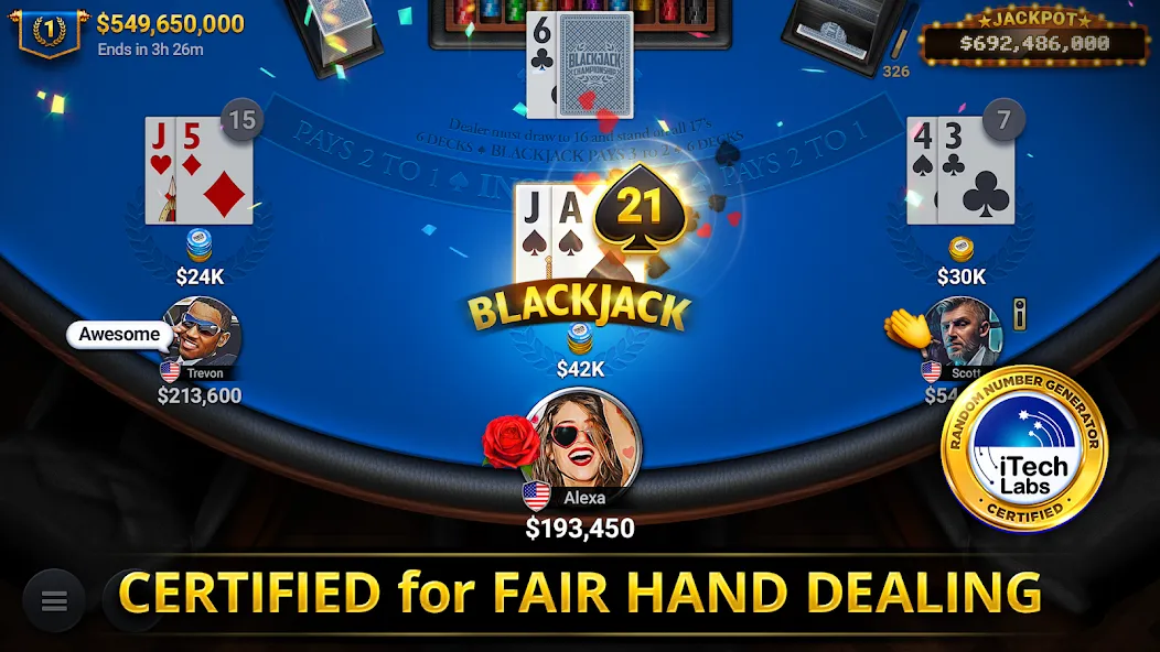 Blackjack Championship (Блэкджек Чемпионат) [МОД: Деньги, Монеты и Меню MOD] Screenshot 1