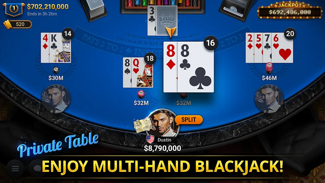 Blackjack Championship (Блэкджек Чемпионат) [МОД: Деньги, Монеты и Меню MOD] Screenshot 5