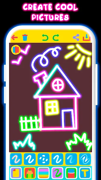 Drawing For Kids - Glow Draw [МОД: Бесконечные деньги, Монеты и Мега MOD] Screenshot 1