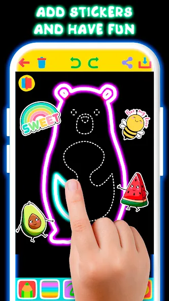 Drawing For Kids - Glow Draw [МОД: Бесконечные деньги, Монеты и Мега MOD] Screenshot 2