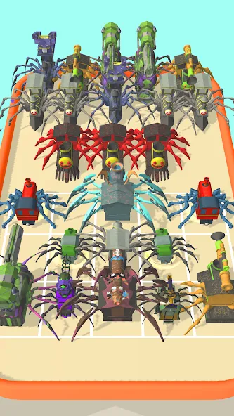 Merge Spider Train [МОД: Все открыто, Дополнительные деньги и Меню MOD] Screenshot 2
