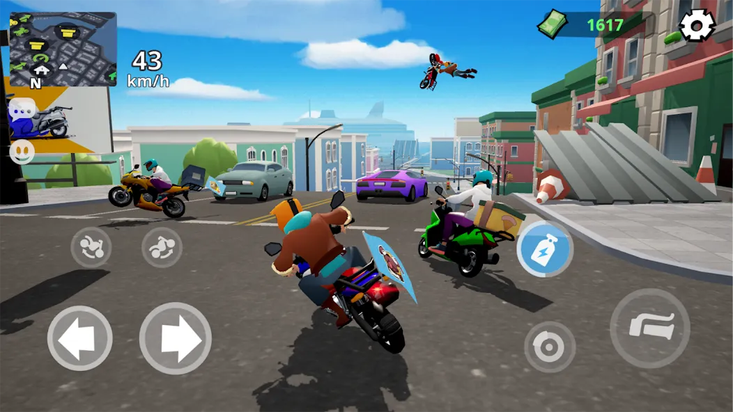 Moto City: Mad Bike Delivery (Мото Сити) [МОД: Меню, Бесконечные монеты и Открытые уровни] Screenshot 2