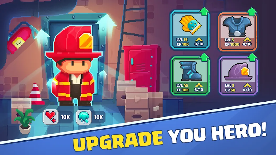 Firefighter: pixel shooter [МОД: Много денег, Монет и Все открыто] Screenshot 5