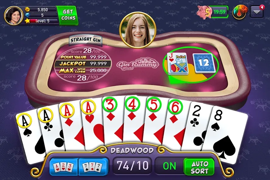 Gin Rummy Plus: Fun Card Game (Джин Рамми Плюс) [МОД: Много монет, Открытые уровни и Мега MOD] Screenshot 1