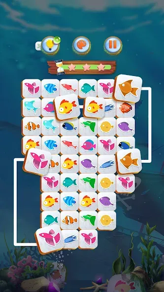 Mahjong Connect Fish World (Мацзян Коннект Рыбный Мир) [МОД: Деньги, Монеты и Меню MOD] Screenshot 1