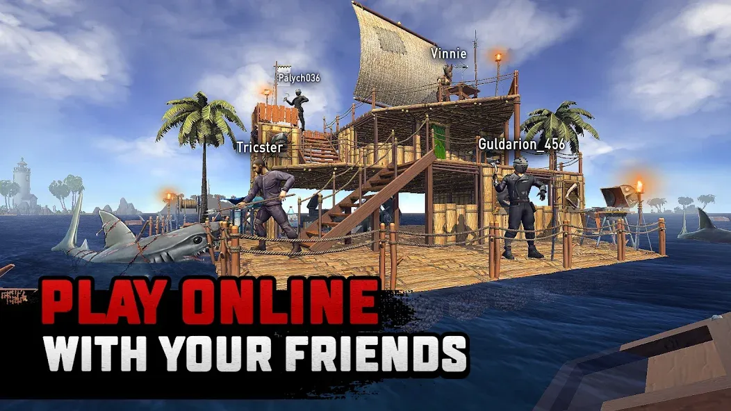 Raft® Survival: Multiplayer (Рафт Сурвивал) [МОД: Много монет, Открытые уровни и Мега MOD] Screenshot 1