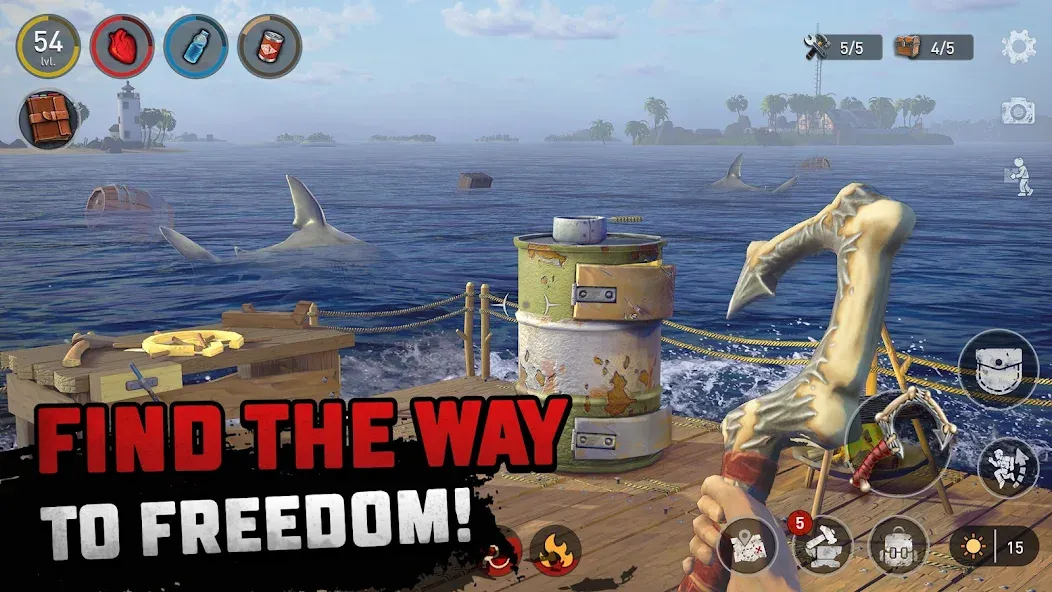 Raft® Survival - Ocean Nomad (Рафт) [МОД: Меню, Бесконечные монеты и Открытые уровни] Screenshot 4