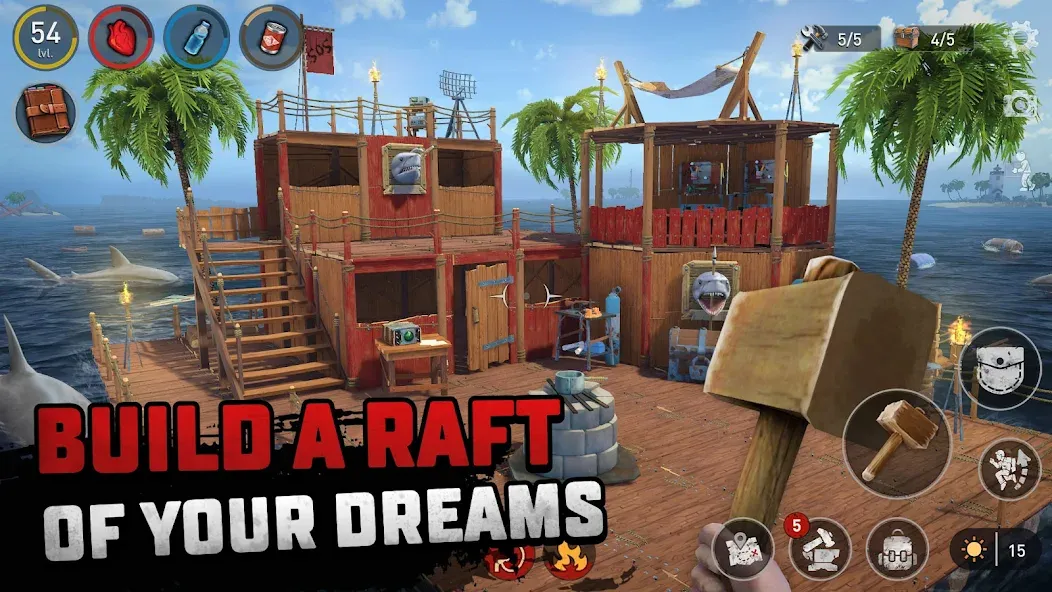 Raft® Survival - Ocean Nomad (Рафт) [МОД: Меню, Бесконечные монеты и Открытые уровни] Screenshot 5