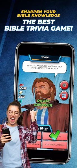 Bible Trivia Game: Heroes (Библейская игра викторина) [МОД: Деньги, Монеты и Меню MOD] Screenshot 1