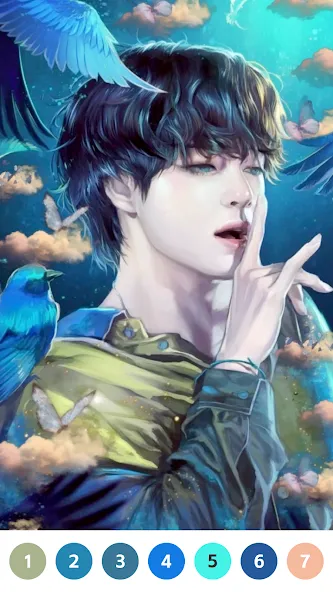 KPOP Paint by Number Coloring (КПОП Картина по номерам для раскрашивания) [МОД: Все открыто, Дополнительные деньги и Меню MOD] Screenshot 2