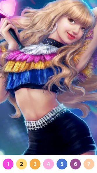 KPOP Paint by Number Coloring (КПОП Картина по номерам для раскрашивания) [МОД: Все открыто, Дополнительные деньги и Меню MOD] Screenshot 3