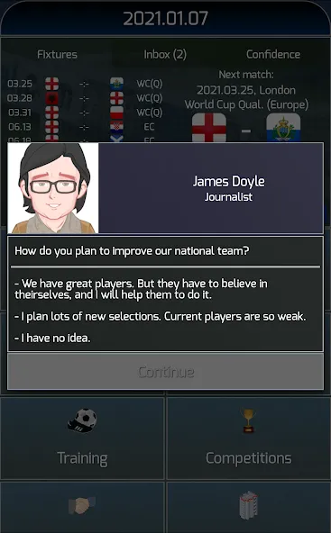 True Football National Manager (Тру Футбол Национальный Менеджер) [МОД: Все открыто, Дополнительные деньги и Меню MOD] Screenshot 2