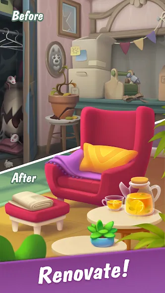 Merge Hotel Empire: Design (Мердж Отель Импайр) [МОД: Много монет, Открытые уровни и Мега MOD] Screenshot 1