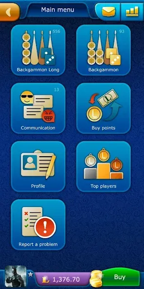 Backgammon LiveGames online [МОД: Деньги, Монеты и Меню MOD] Screenshot 1