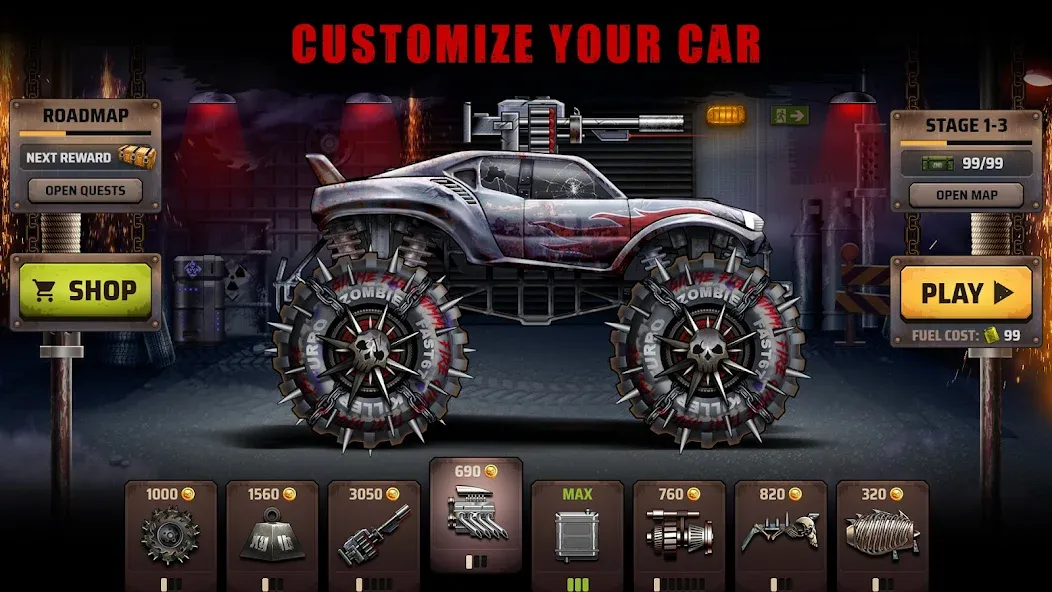 Zombie Hill Racing: Earn Climb (Зомби Хилл Рейсинг) [МОД: Много монет, Открытые уровни и Мега MOD] Screenshot 1