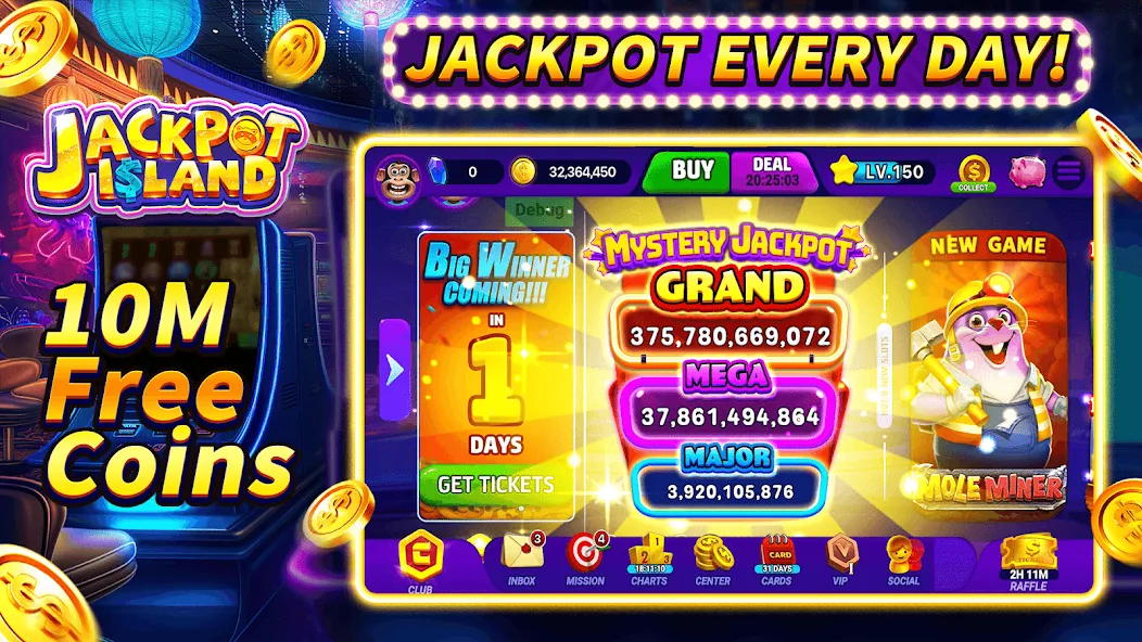Jackpot Island - Slots Machine (Джекпот Айленд) [МОД: Деньги, Монеты и Меню MOD] Screenshot 1