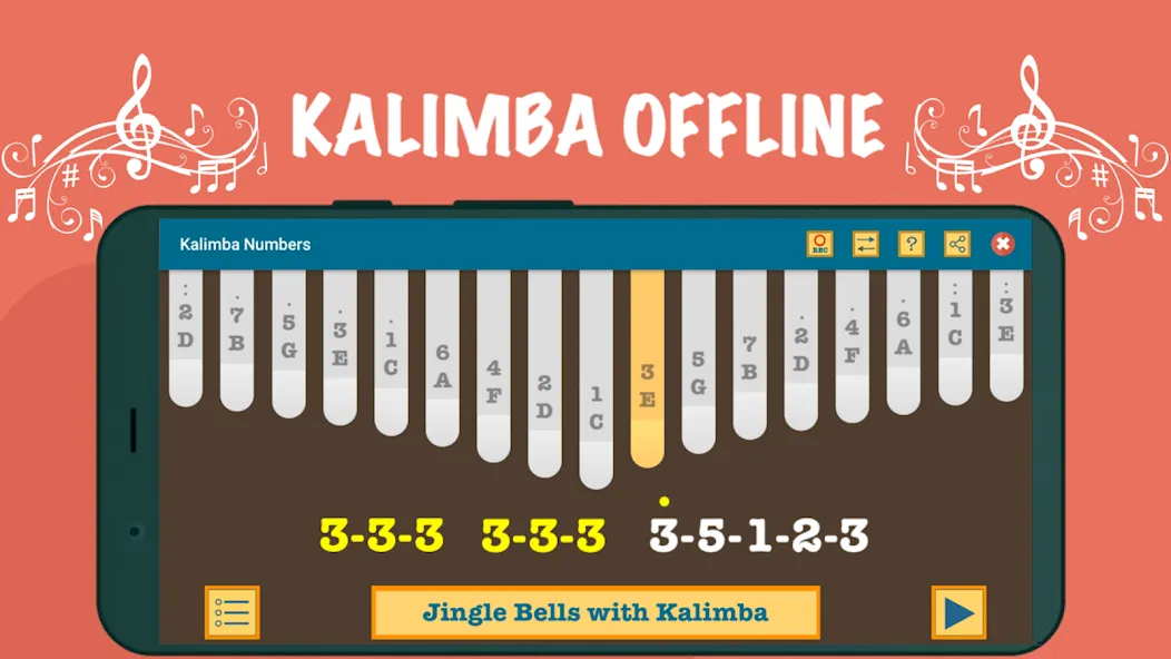 Kalimba App With Songs Numbers (Калимба приложение с песнями и цифрами) [MOD: Бесконечные деньги] - Скриншот 2
