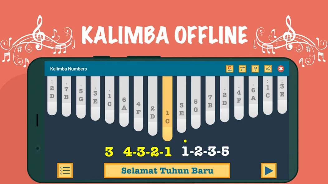 Kalimba App With Songs Numbers (Калимба приложение с песнями и цифрами) [MOD: Бесконечные деньги] - Скриншот 3