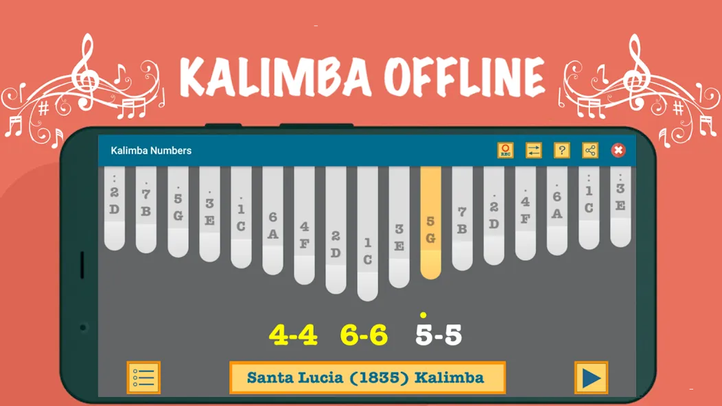 Kalimba App With Songs Numbers (Калимба приложение с песнями и цифрами) [MOD: Бесконечные деньги] - Скриншот 4