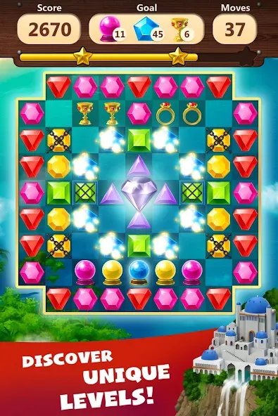 Jewels Planet - Match 3 Puzzle [МОД: Меню, Бесконечные монеты и Открытые уровни] Screenshot 3