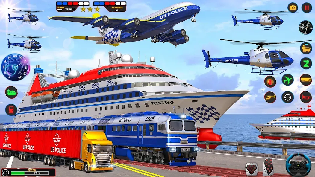 Police Car Driving: Car Games (ЮС Полис Кар Транспорт Трак) [МОД: Бесконечные деньги, Монеты и Мега MOD] Screenshot 4