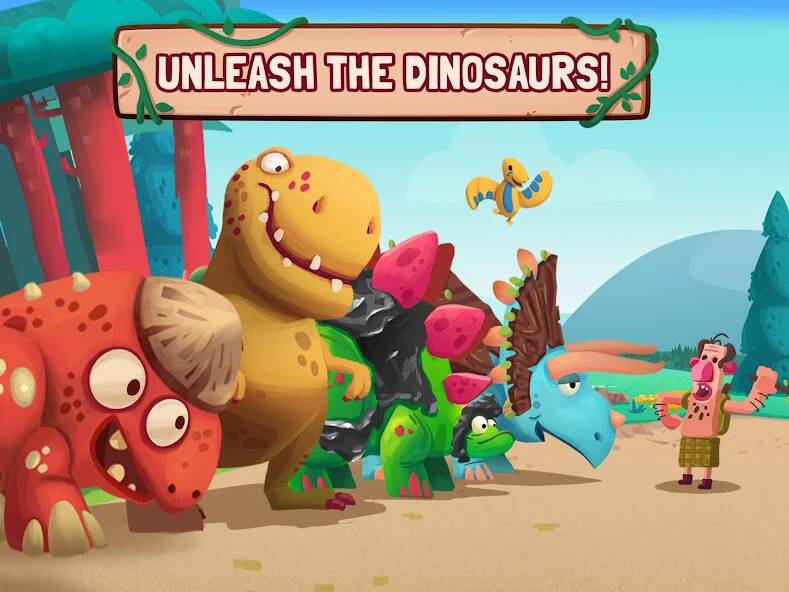 Скачать Dino Bash: Dinosaur Battle (Много денег) на Андроид